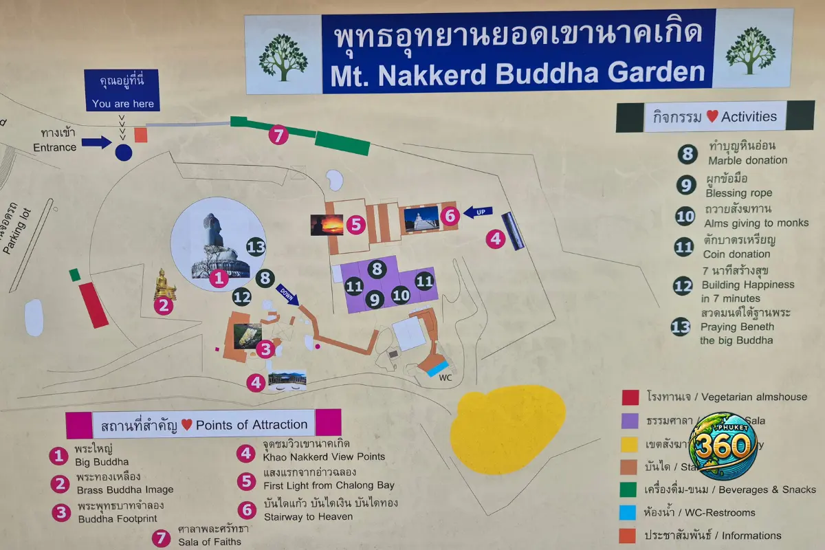 Plan touristique du site Mt Nakkerd Buddha Garden au Big Buddha de Phuket