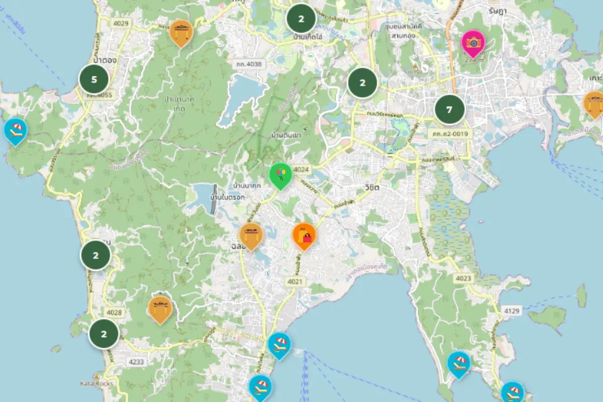 Aperçu de la carte interactive de Phuket