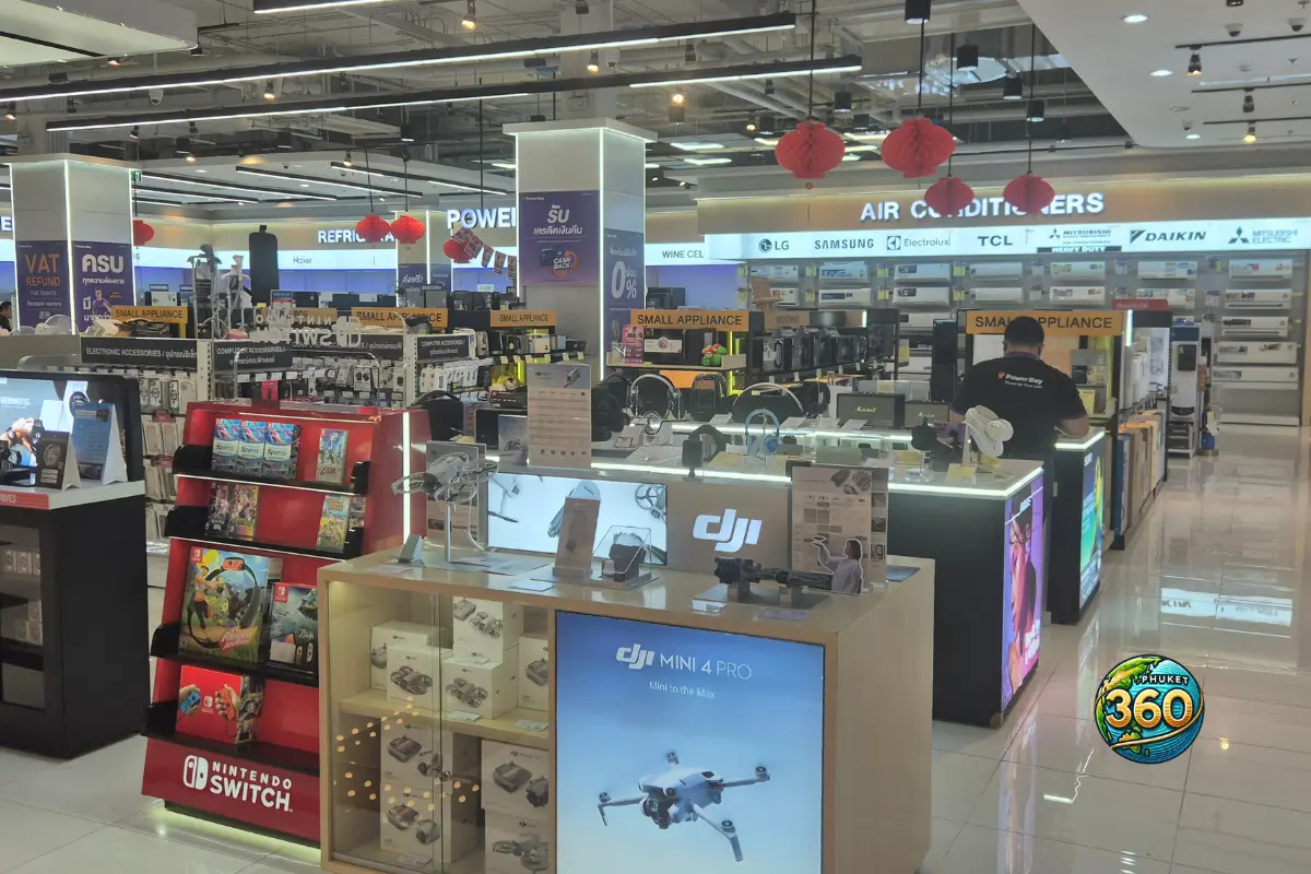 Magasin Power Buy avec électroménager et électronique à Robinson Lifestyle Thalang à Phuket